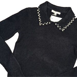 💙💖 NWT Copper Key Black Sweater with Pearl Collar